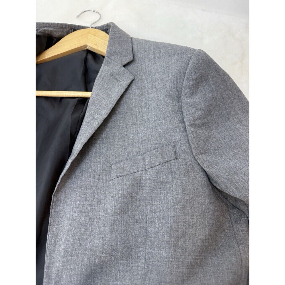 HM Slim Fit Blazer Mens 38R Gray  Elbow Patches Two Button - Picture 12 of 13